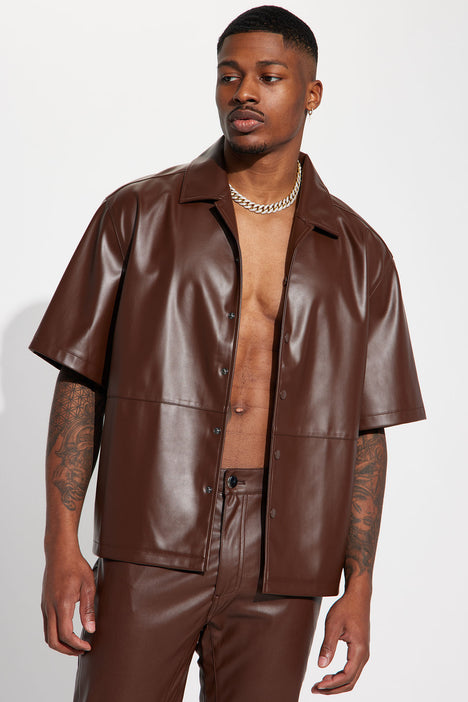 Short sleeve faux leather jacket hotsell