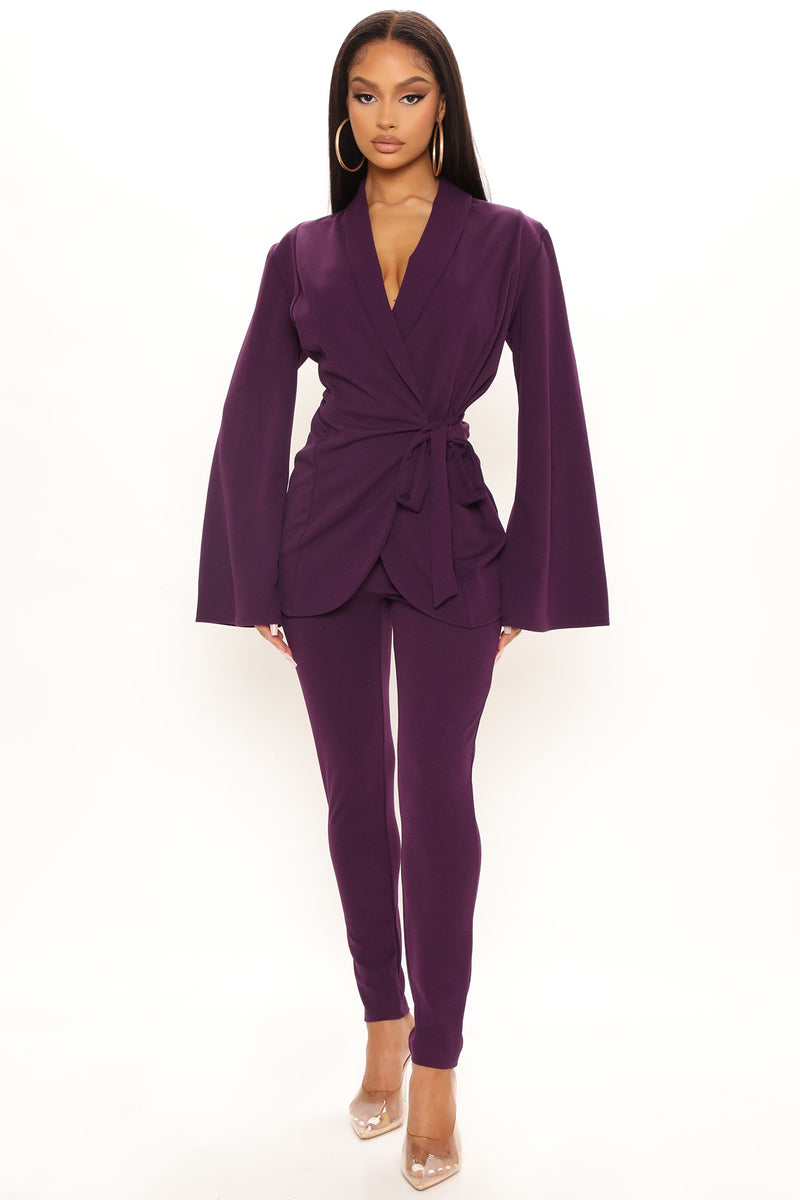 No Second Guessing Blazer Pant Set Plum Fashion Nova, Matching Sets