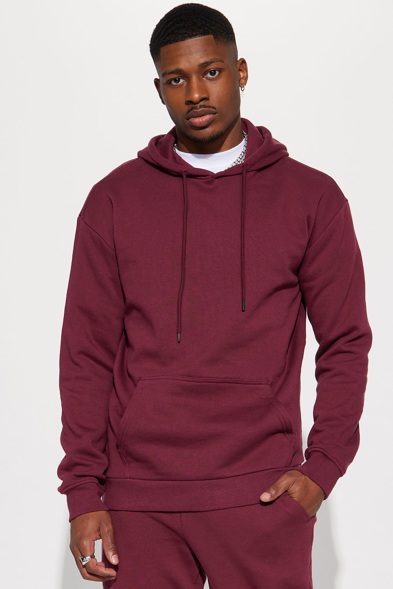 Tyson Hoodie Burgundy Fashion Nova Mens Fleece Tops Fashion