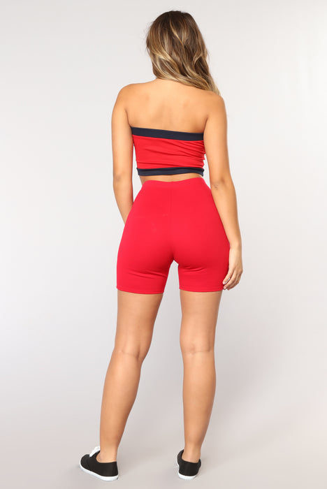 Fashion nova red shorts cheap