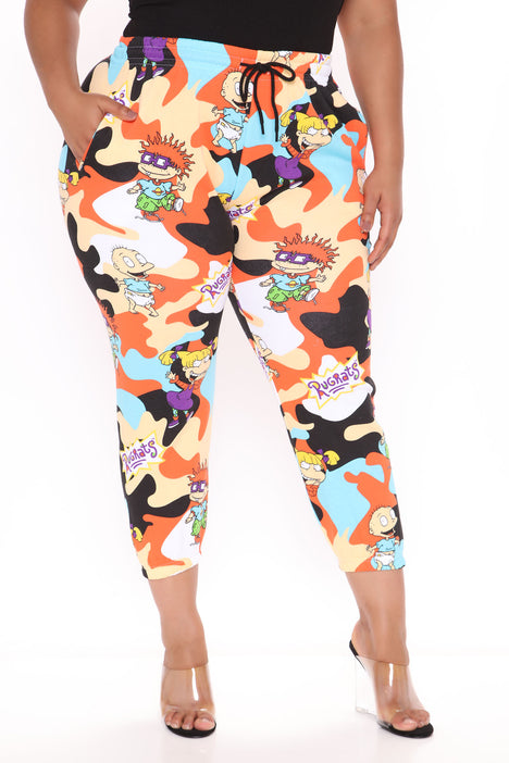 Rugrats Camo Sweatpants Orange combo Fashion Nova Pants