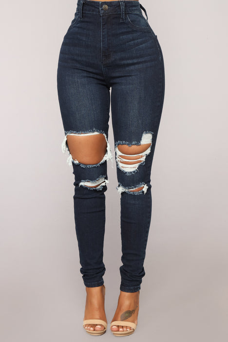 | Nova, Denim Jeans | Dark Aubrey Distressed Fashion Jeans High Rise Nova - Fashion