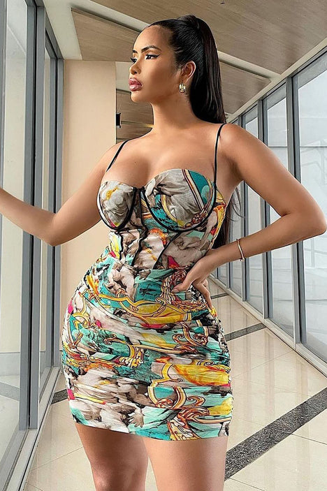 Body By Me Mesh Mini Dress Multi Color
