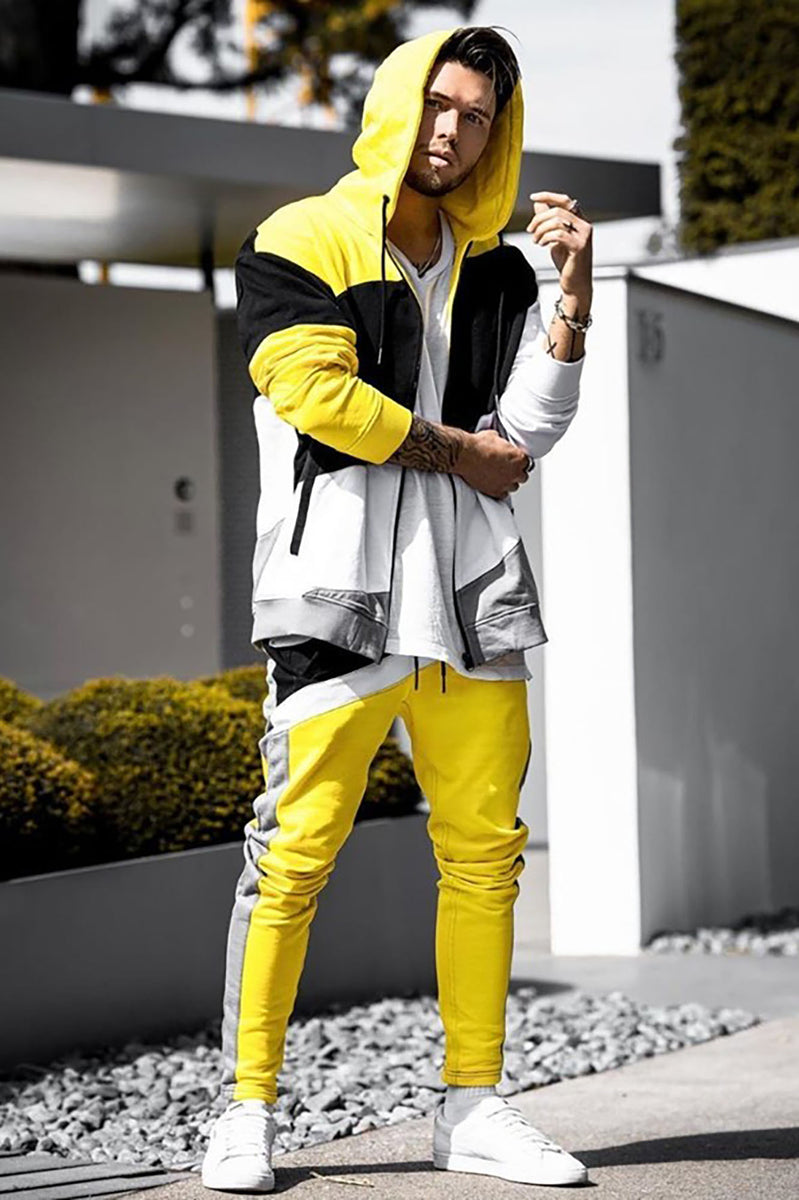 Braden Zip Up Hoodie - Yellow/combo | Fashion Nova, Mens Fleece Tops ...