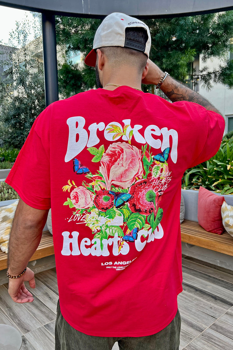 Broken Hearts Club Short Sleeve Tee - Red | Fashion Nova, Mens Graphic ...
