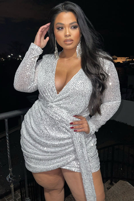 Center Stage Sequin Mini Dress White Silver Fashion Nova