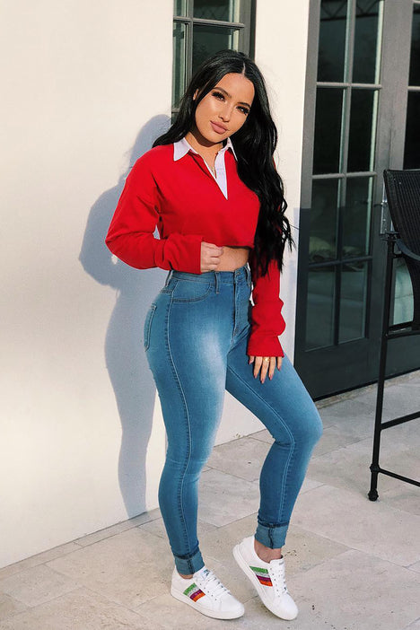 Fashion nova high waist jeans top