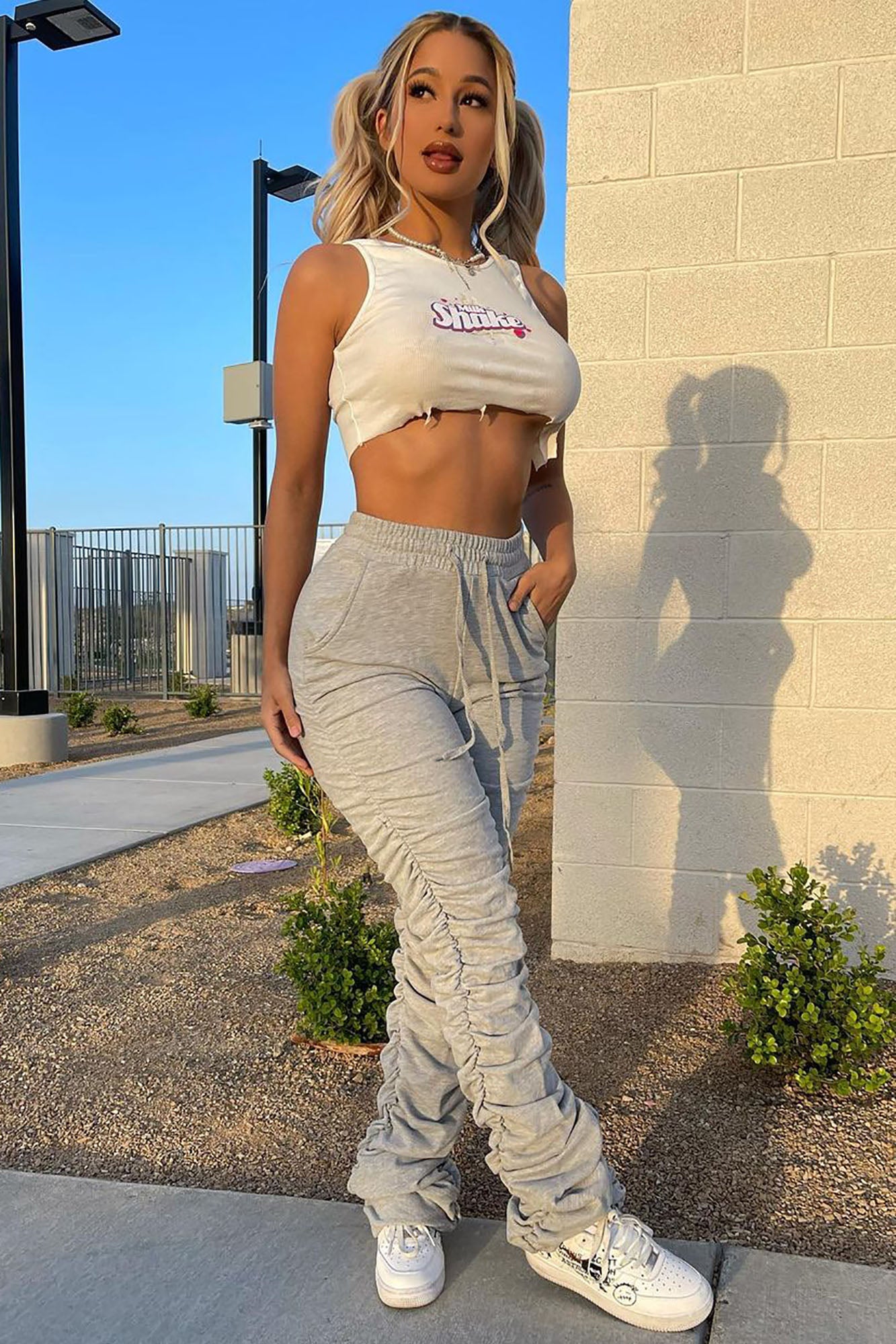 Curves And Chill Stacked Pant - Heather Grey