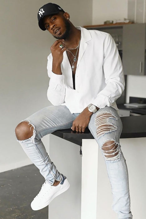 Mens white button sales up