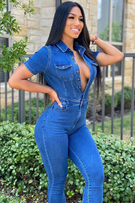 Denim Cutie Jumpsuit - Dark Wash, Fashion Nova, Jumpsuits