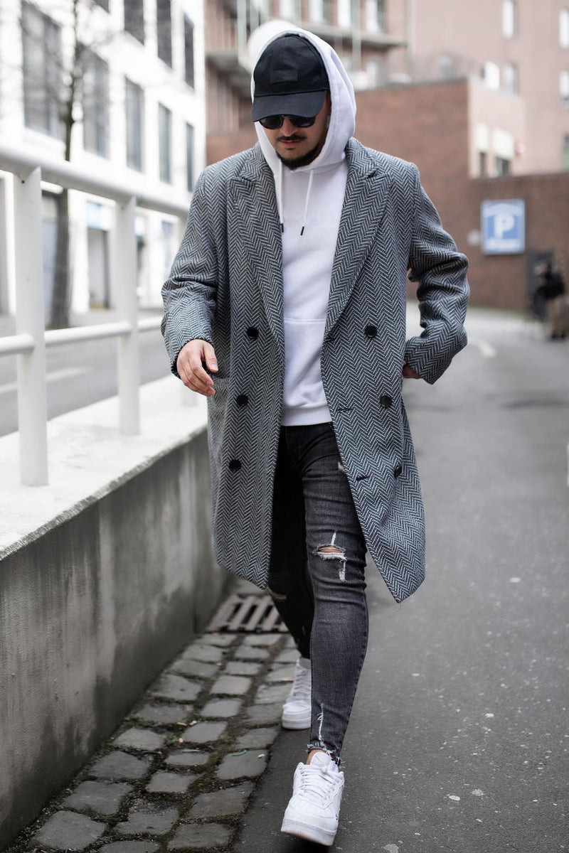Dustin Herringbone Car Coat - Grey | Fashion Nova, Mens Jackets ...