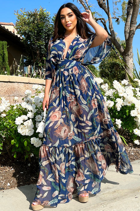 Farrah Floral Maxi Dress - Navy/combo