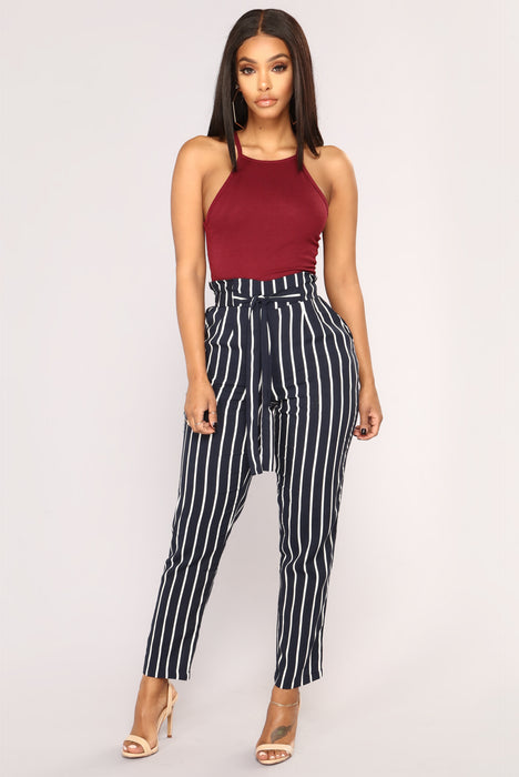 Jacklyn Stripe Pants Navy White