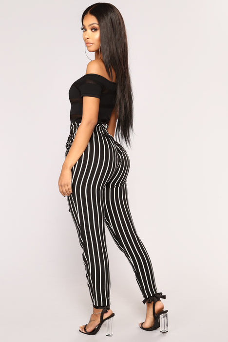 Jacklyn Stripe Pants Black White