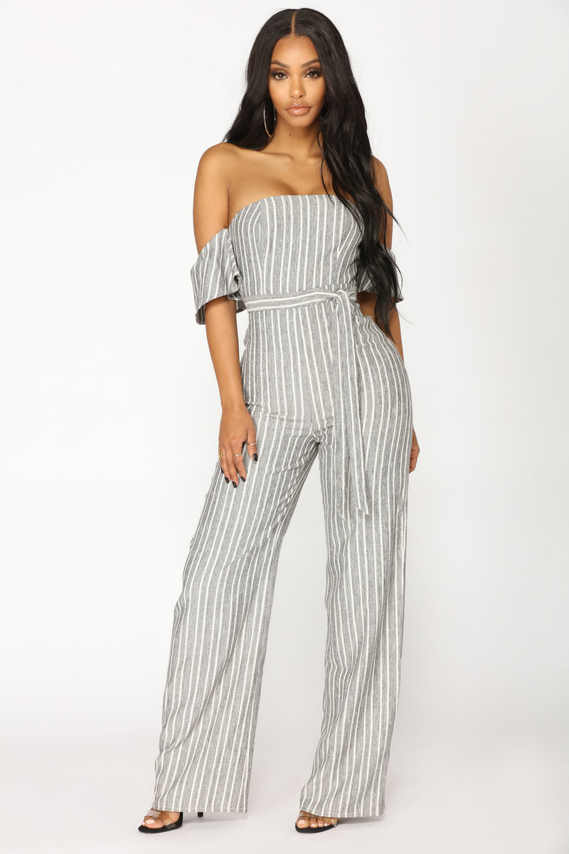 Underlined Stripe Jumpsuit - Grey | Fashion Nova, Jumpsuits | Fashion Nova