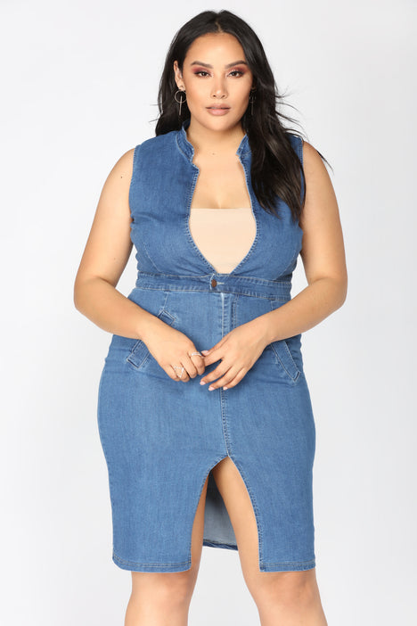 Fashion nova plus size 2025 denim dress