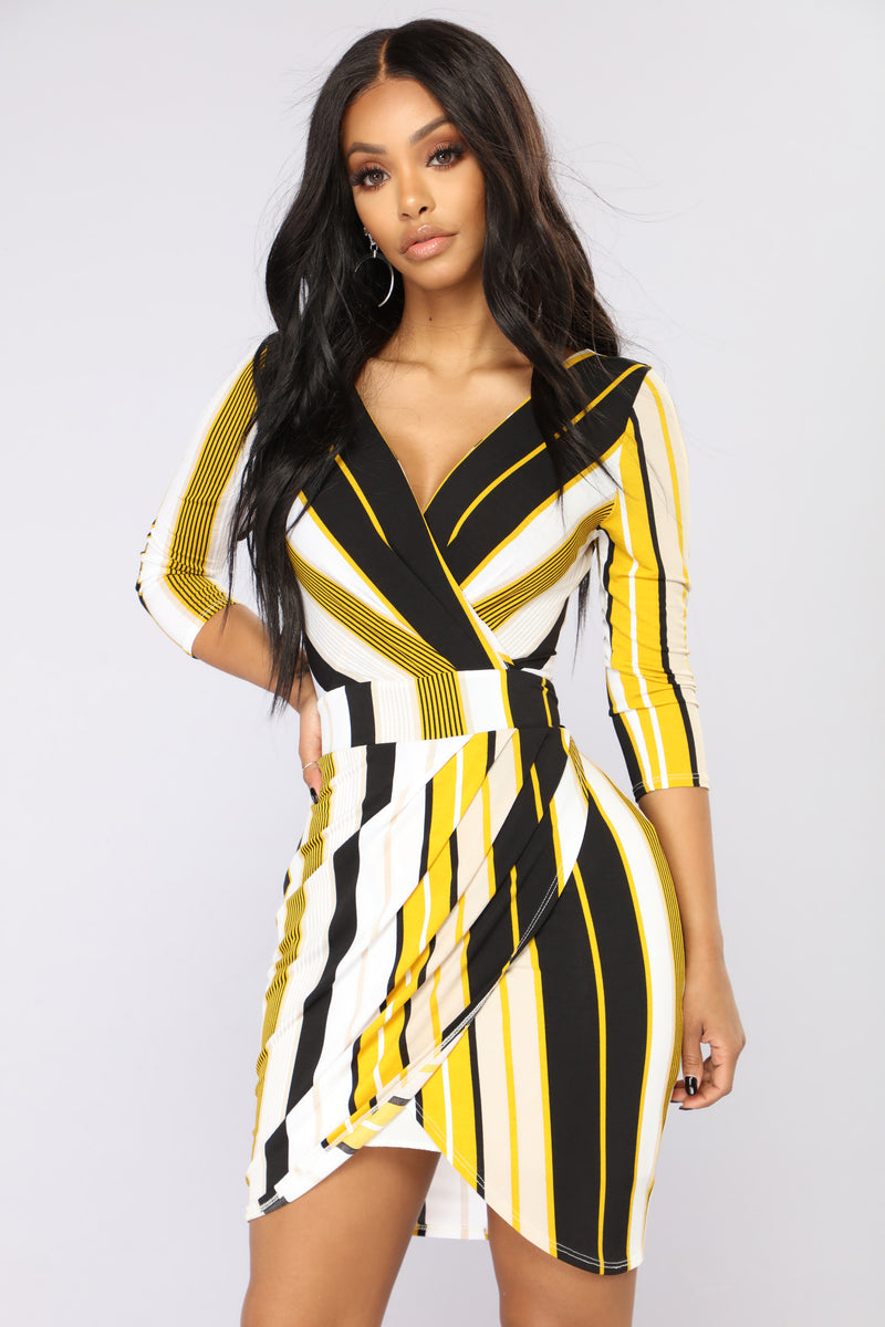 Mayra Striped Midi Dress - Mustard Multi | Fashion Nova, Dresses ...