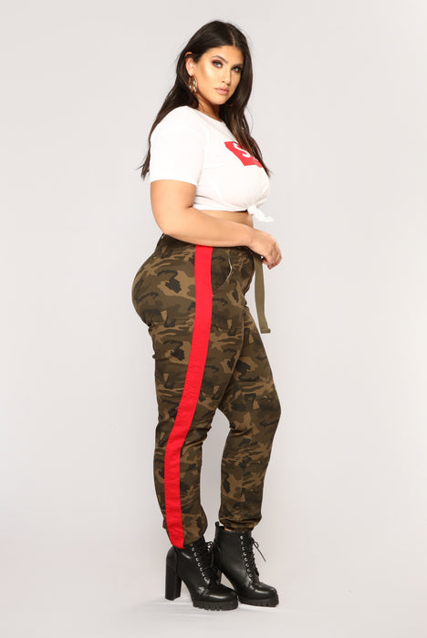 Cadet Kourtney Oversized Camo Pants Olive Red Fashion Nova