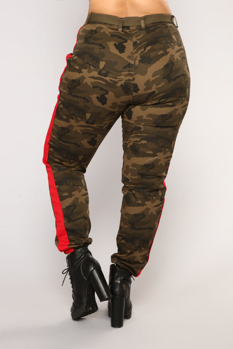 Cadet Kourtney Oversized Camo Pants Olive Red