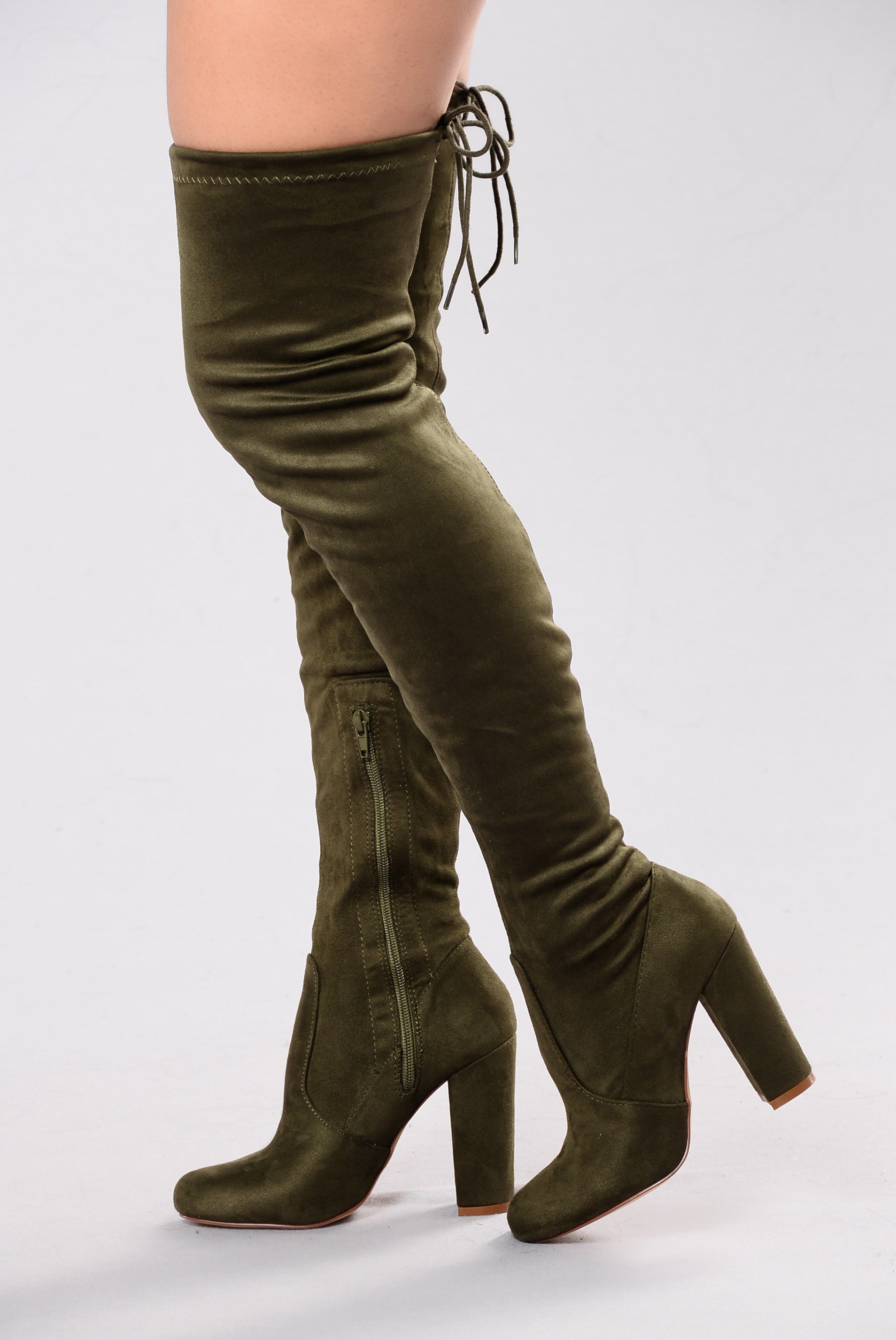 Olive green high boots Clearance