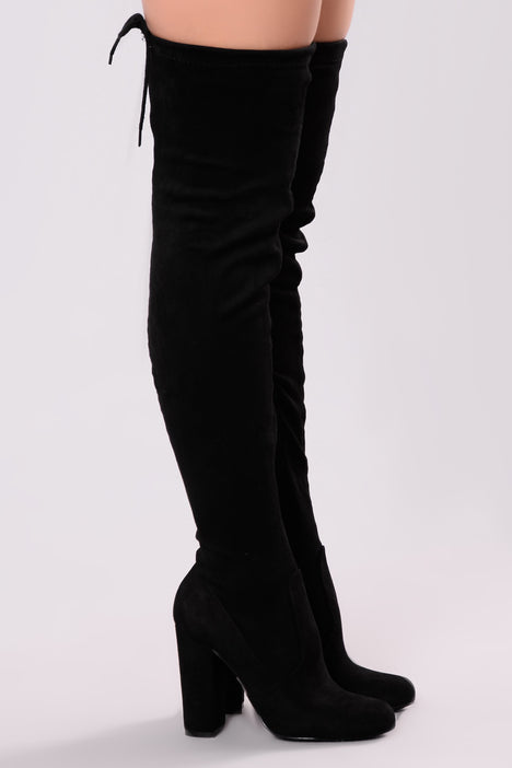 Fashion nova black cheap thigh high boots