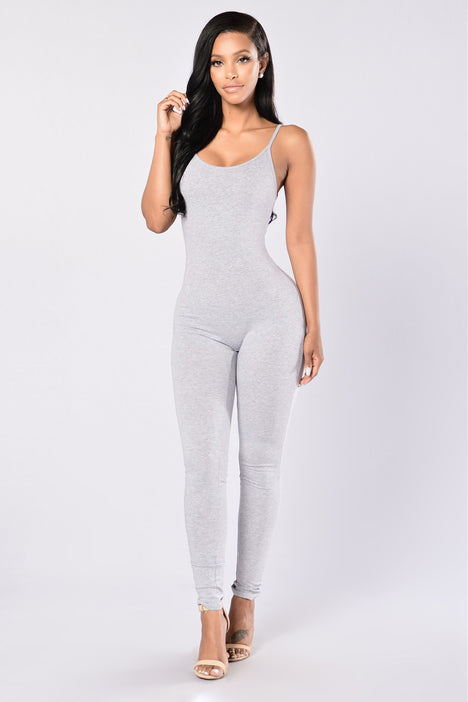 Grey jumpsuit hot sale fashion nova