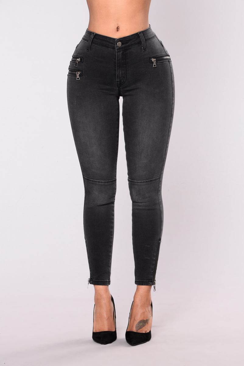 Donatella Zipper Jeans - Dark Grey | Fashion Nova, Jeans | Fashion Nova