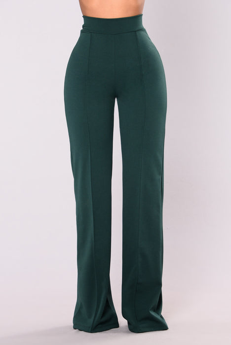 Victoria High Waisted Dress Pants - Hunter Green