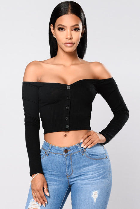 Talk That Talk Off Shoulder Top Black Fashion Nova Knit Tops
