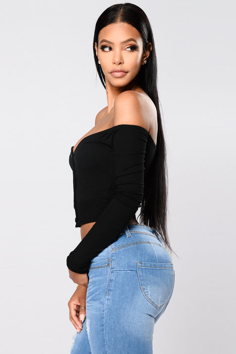 Talk That Talk Off Shoulder Top Black Fashion Nova Knit Tops