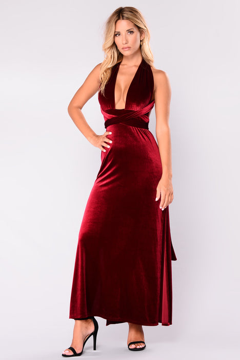 Fashion nova red velvet dress discount