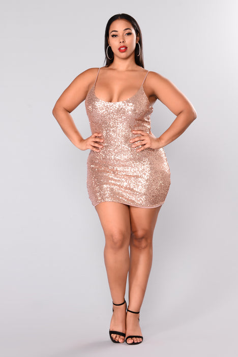 Baby Tonight Sequin Dress Rose Gold