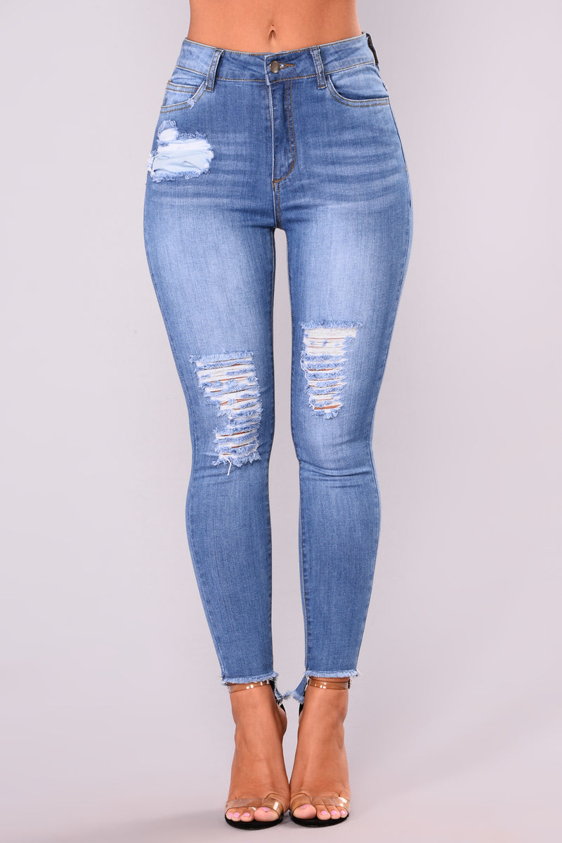 Carli Distress Jeans - Medium Blue | Fashion Nova, Jeans | Fashion Nova