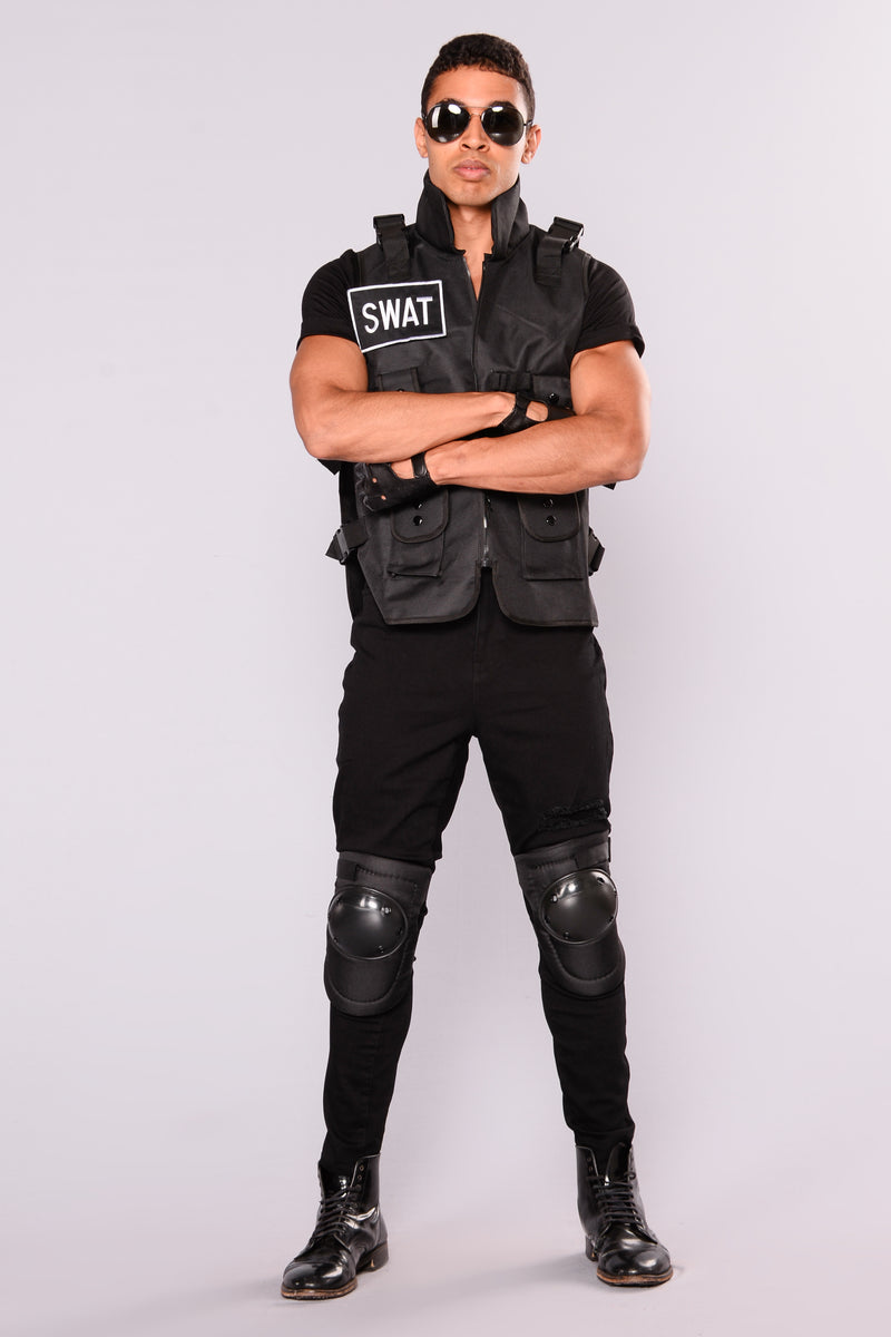Strong S.W.A.T. 3 Piece Costume Black Fashion Nova, Mens Costumes