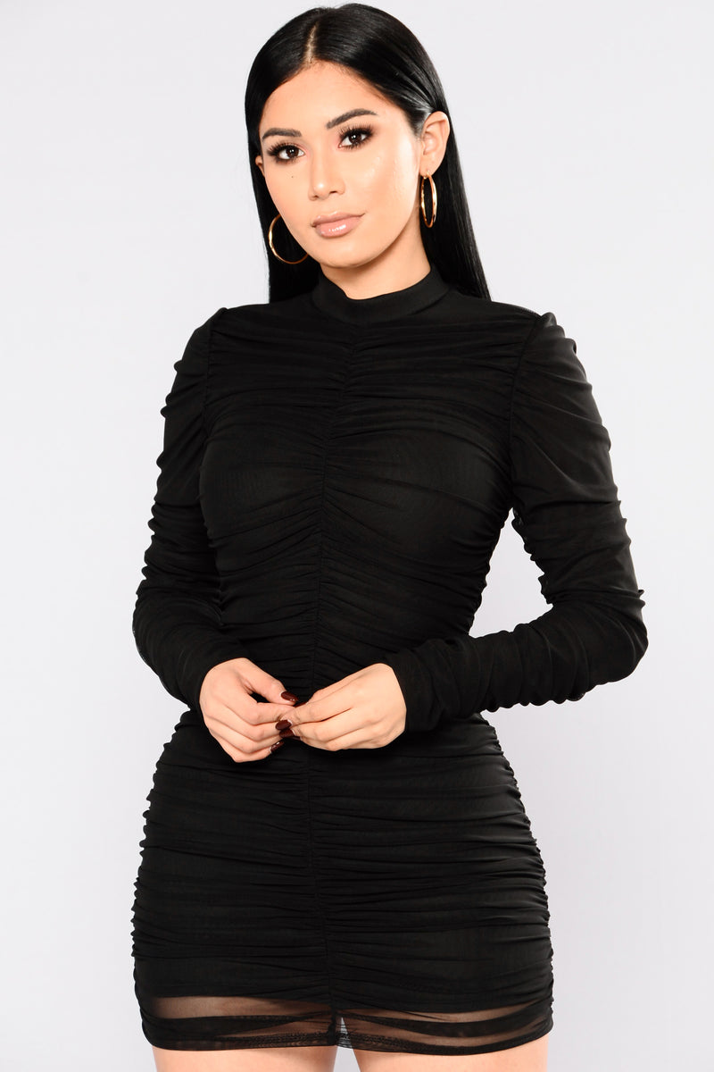 Paparazzi Ruched Dress - Black | Fashion Nova, Dresses | Fashion Nova