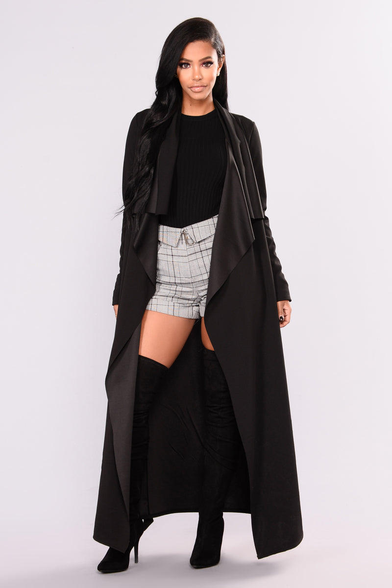 Leah Drape Front Duster - Black | Fashion Nova, Jackets & Coats ...