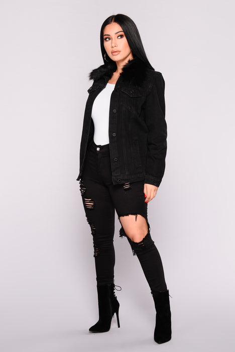 Black denim jacket online fashion nova