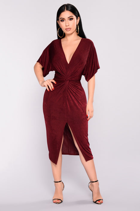 Burgundy fashion nova deals dress