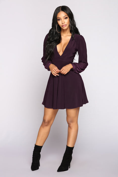 Not A Flare In The World Dress Plum
