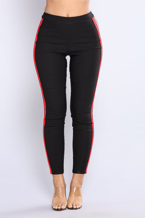 Three Stripe You re Out Pants Black Red White Fashion Nova