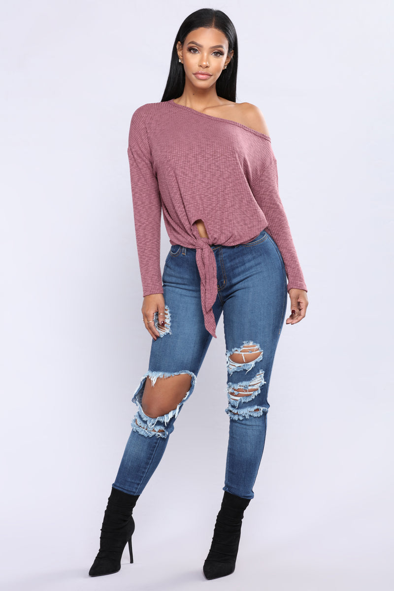 Come Together Front Tie Top - Marsala | Fashion Nova, Knit Tops ...