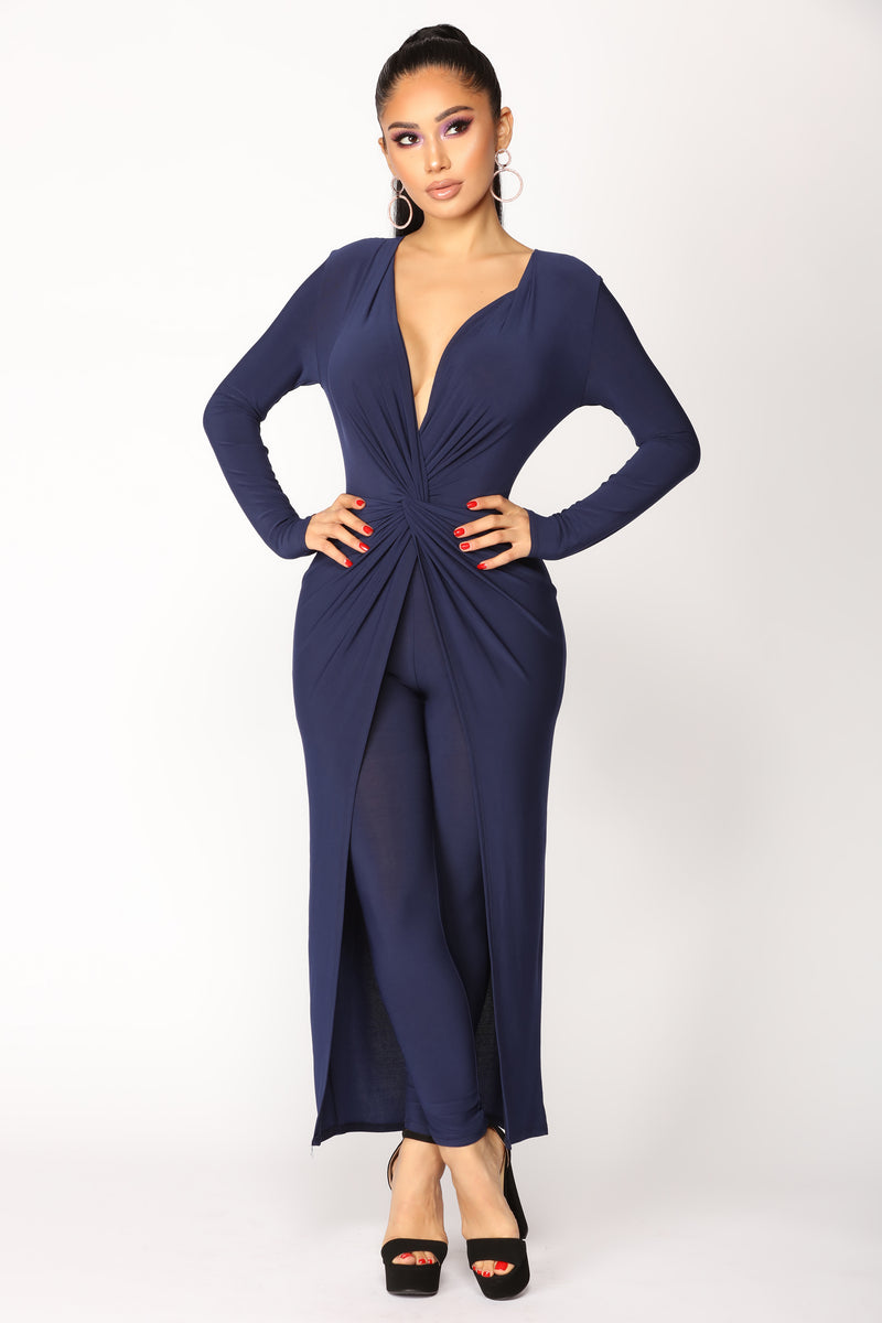 Carissa Draped Dress - Navy | Fashion Nova, Jumpsuits | Fashion Nova