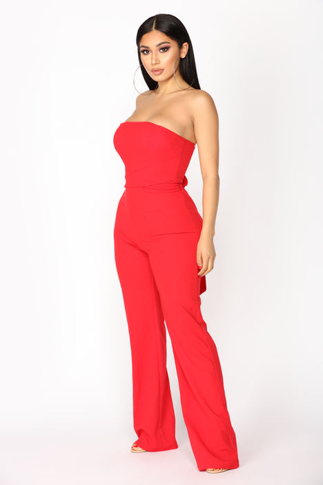 Nessa Strapless Jumpsuit Red