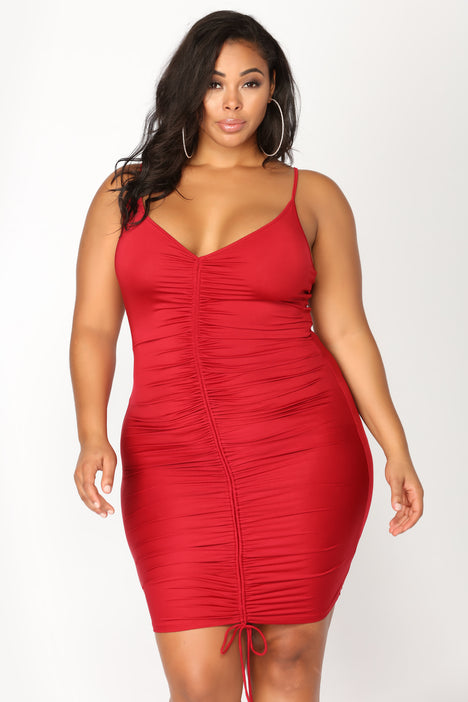 Shanghai Ruched Dress Burgundy