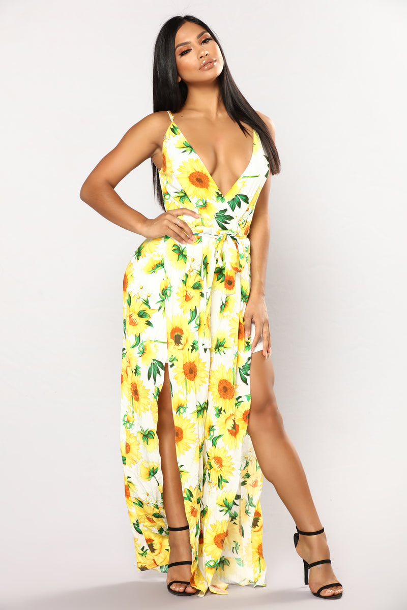 Sunflower Power Jumpsuit - Ivory/Yellow | Fashion Nova, Jumpsuits ...