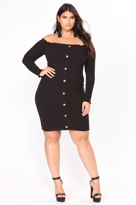 Jacklyn Off Shoulder Mini Dress Black