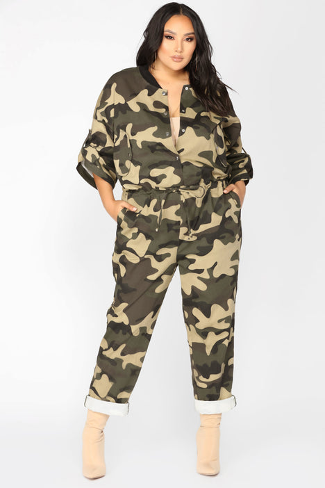 Plus size army fatigue jumpsuit hot sale