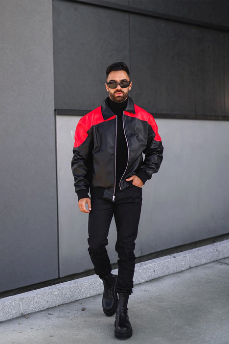 Biker Faux Leather Varsity Jacket - Green/combo, Fashion Nova, Mens Jackets