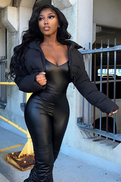 Fashion Nova Leather Jumpsuit