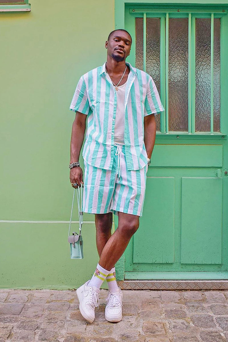 Free And Easy Vertical Striped Shorts Mint Fashion Nova, Mens